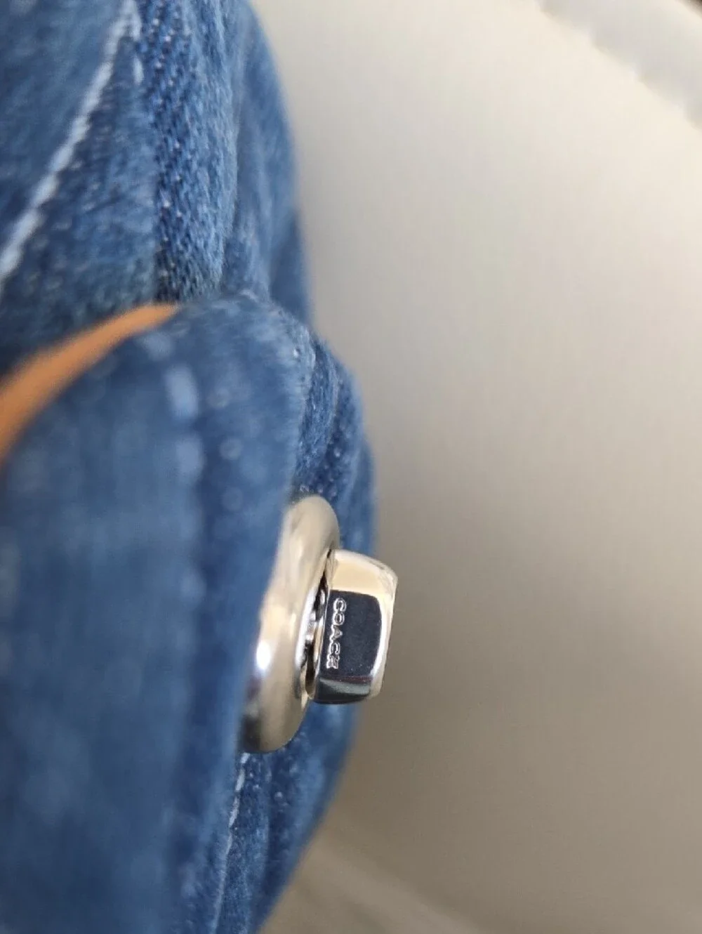 COACH Quilted Denim Mini Crossbody in Blue with Silver Hardware - Picture 2 of 5